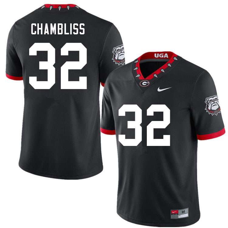 Men #32 Chaz Chambliss Georgia Bulldogs 100th Anniversary College Football Jerseys Sale-100th Black